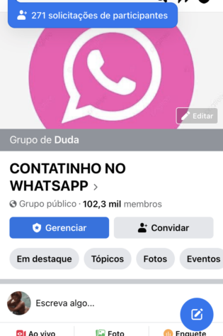 Grupo de Facebook contatinho WhatsApp