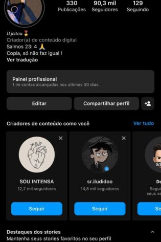 Instagram Super Engajado de 90k @djcitou (Storys Batendo 10k +)