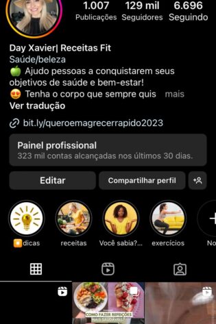 Conta super Engajada de 129k no Nicho de Receitas