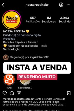 Instagram de Receitas com 1M de Seguidores