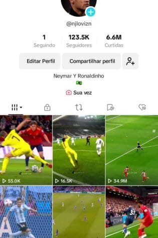 Tik Tok nicho Futebol a venda (120K+ de Seguidores e 6M+ de Curtidas)