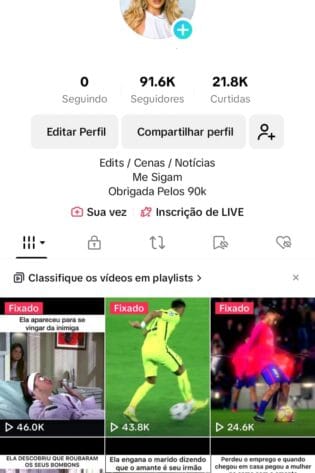 Tik Tok engajado a venda (90K+ de Seguidores e 100K+ de Visualizações)