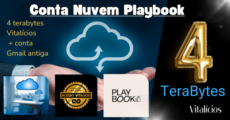Contas Playbook VITALÍCIAS de Quatro ( 4 ) TeraBytes, NUVEM