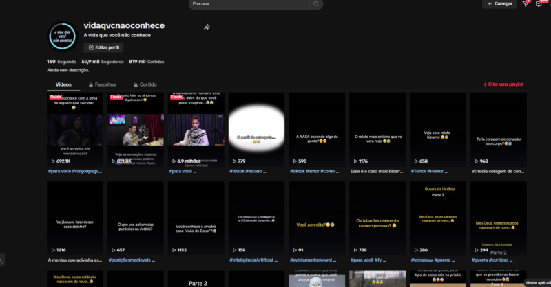 Conta TikTok com 60 k de seguidores