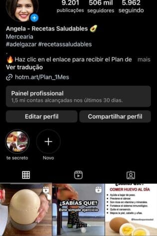 Insta de Receitas a Venda – Conta de 506k