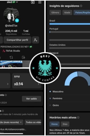 Tiktok 200 mil seguidores orgânico e Monetizado!