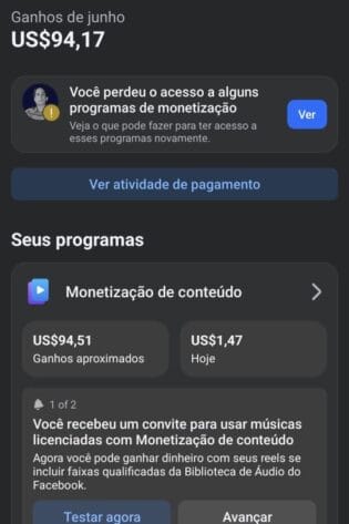 Página Monetizada no Facebook