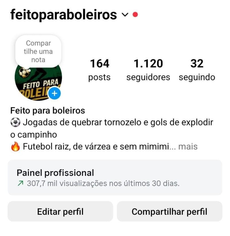 Instagram de Futebol a venda