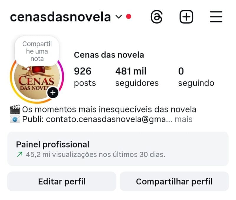 Instagram de Cortes de Novelas a Venda