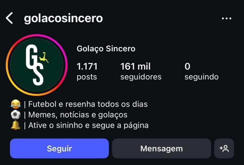 Instagram de Futebol a Venda