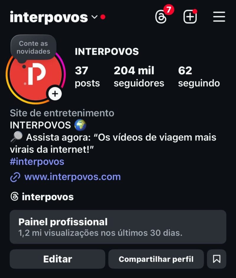Instagram de Turismo/Viagens a Venda