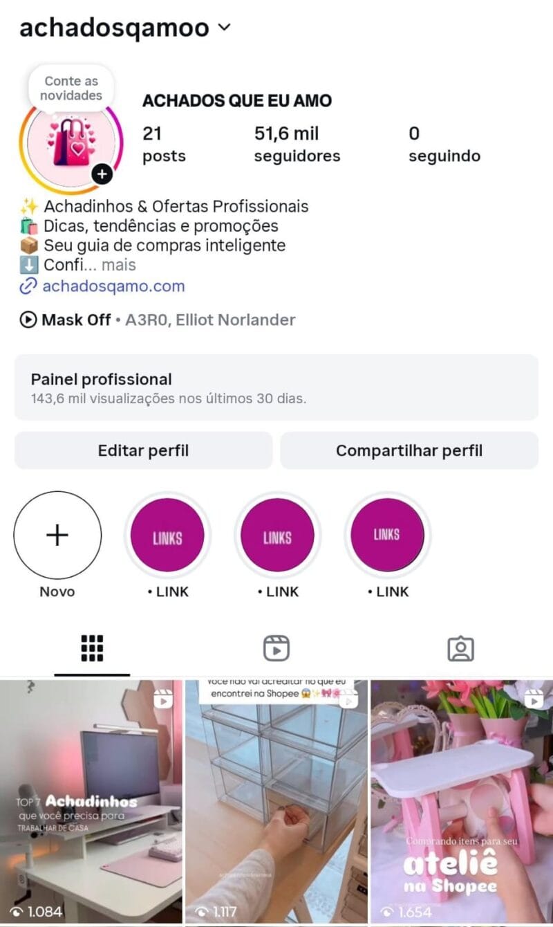 Instagram de achados a venda
