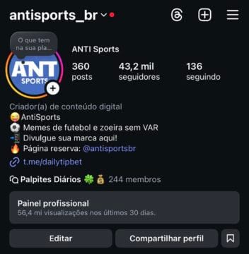 ???? Página de Instagram à Venda – Nicho Futebol & Humor ⚽????