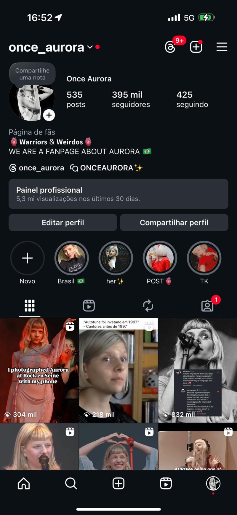 Pagina +395K de fan club internacional (MUITO ENGAJADA)