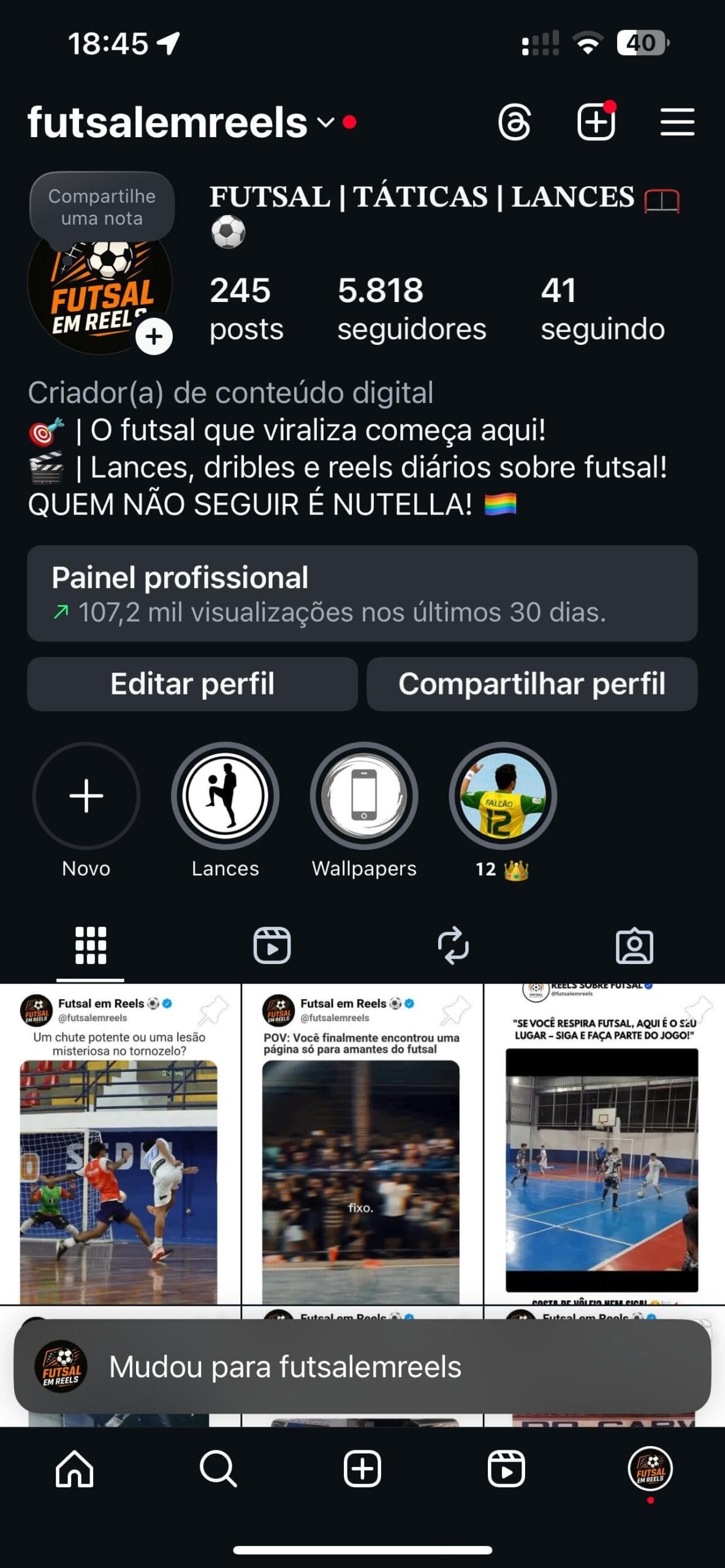 Instagram de Futsal 1 Instagram de Futsal