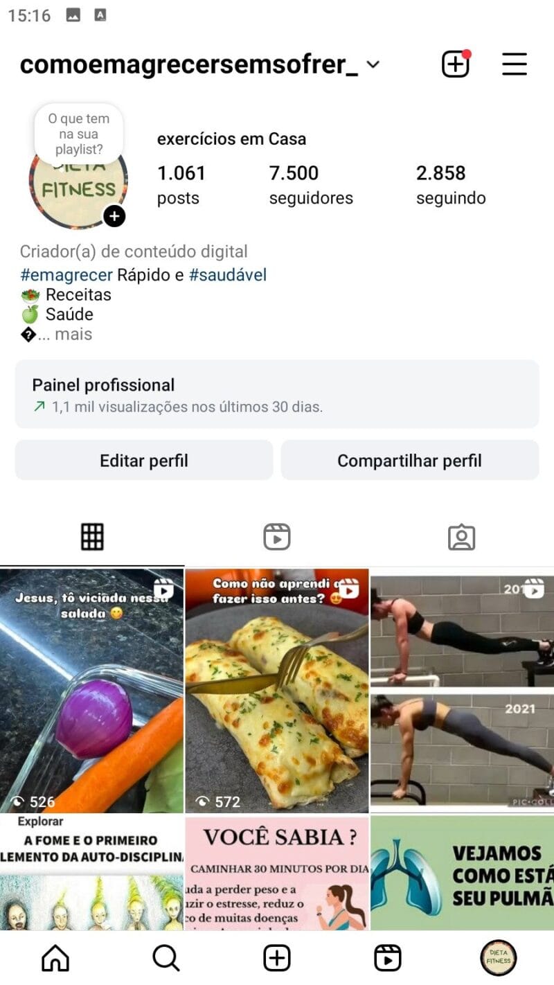 Instagram de Emagrecimento Engajado