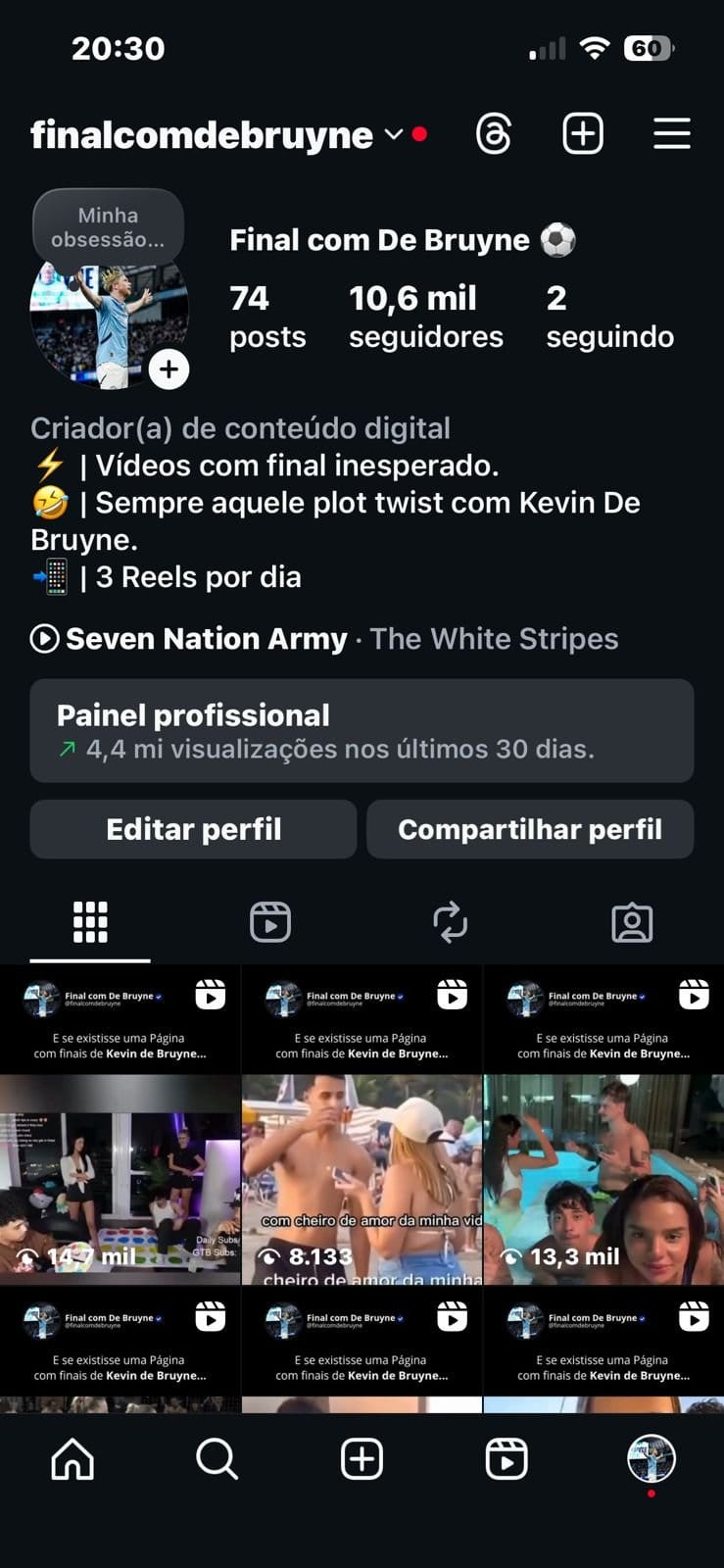 Instagram de Futebol engajado Demais