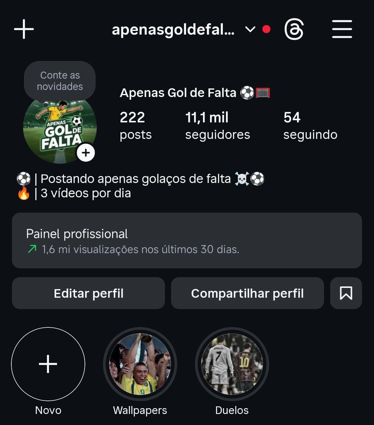 Instagram de Futebol crescendo 2 Instagram de Futebol crescendo