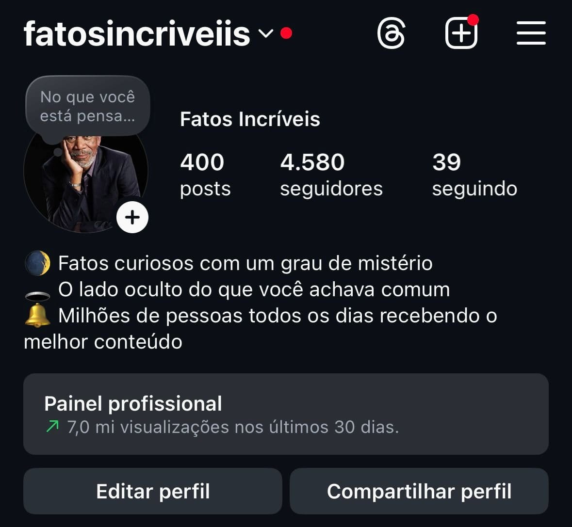 Perfil de Curiosidades Super Engajado