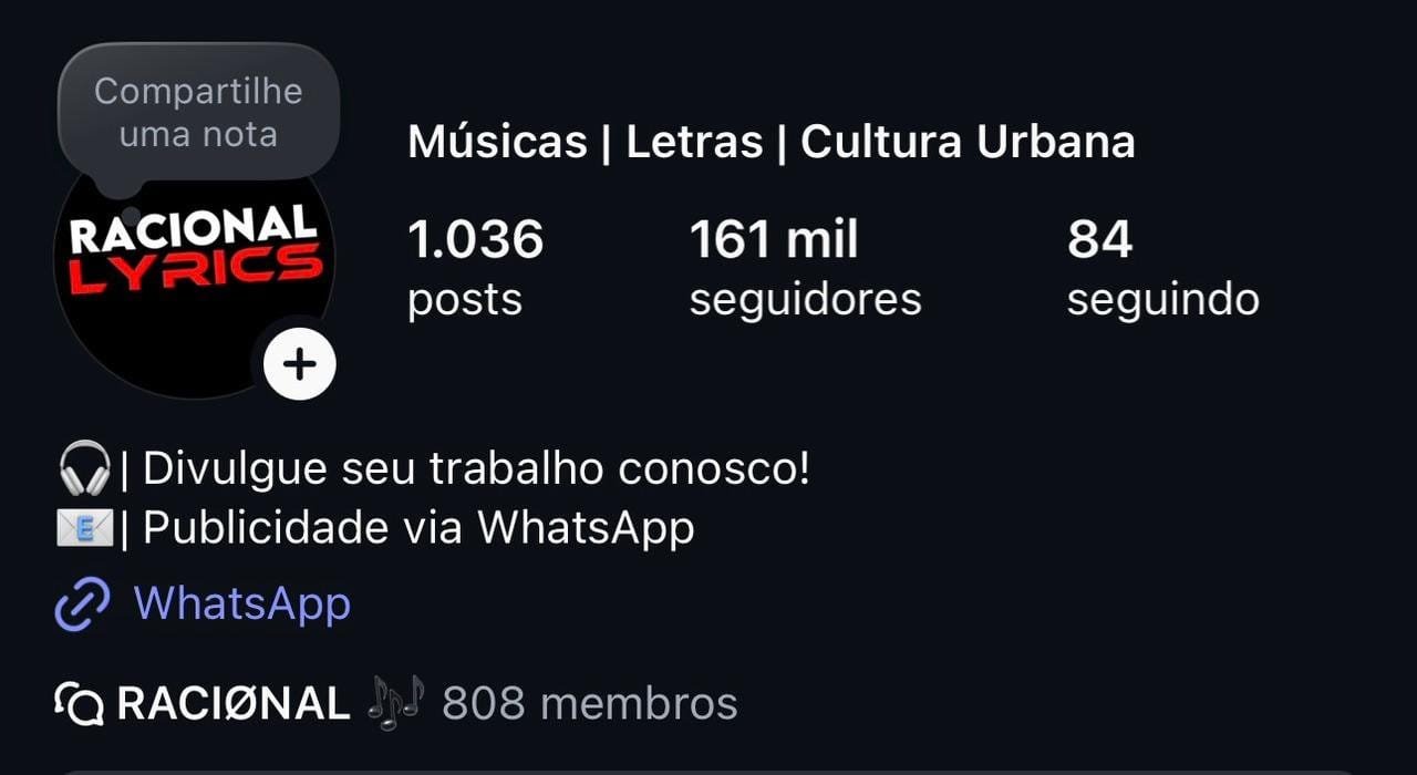 Insta de Música e Letras - Ideal Para Artistas