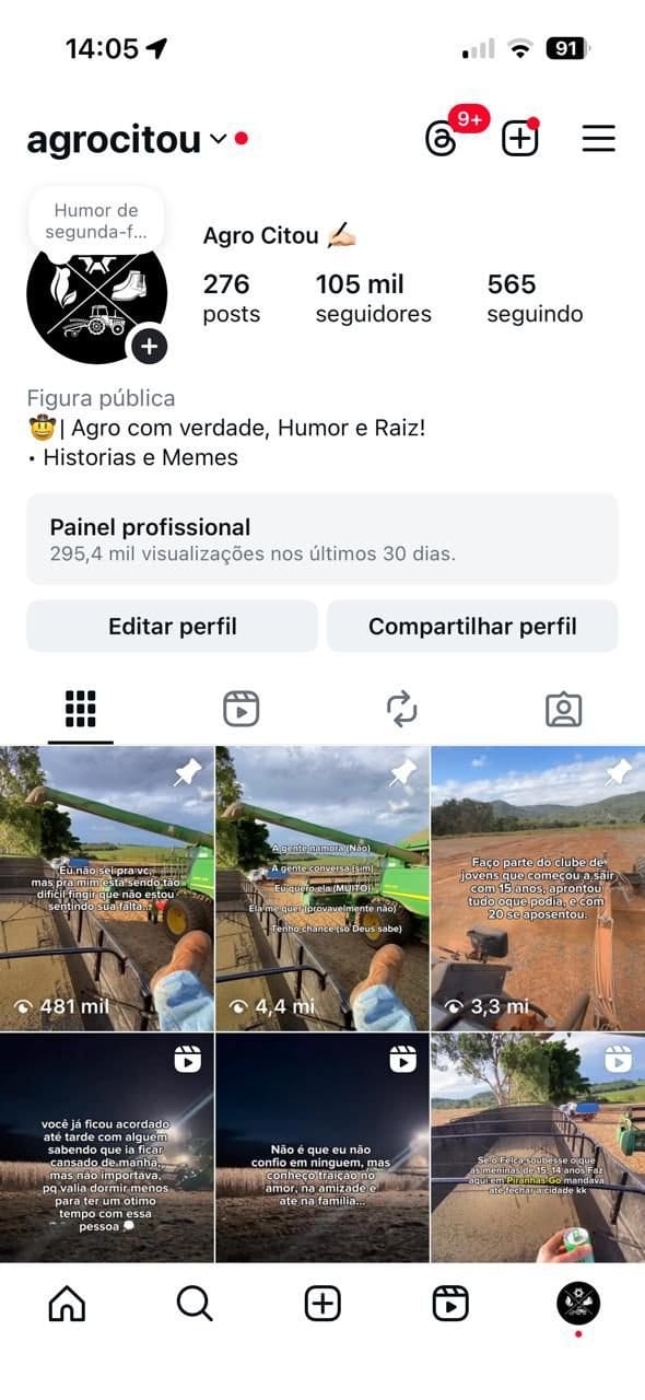 Conta do Instagram de Nicho agro 1 Conta do Instagram de Nicho agro