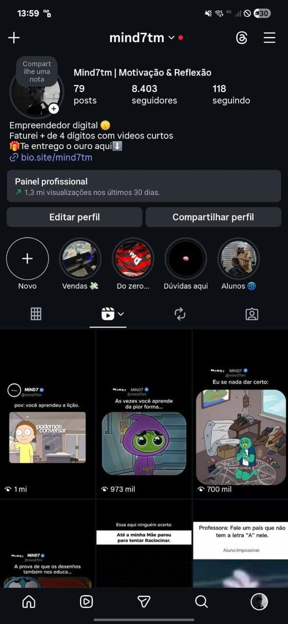 Conta do Instagram de Motivação
