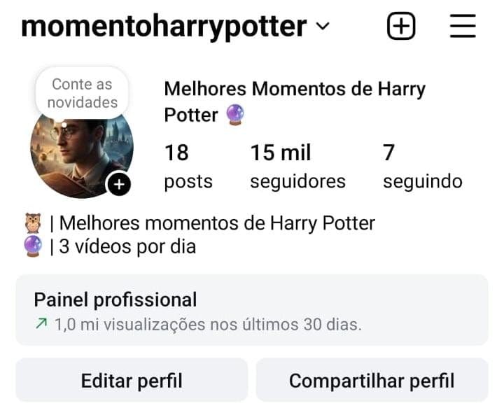 Instagram de Cortes do Harry Potter 1 Instagram de Cortes do Harry Potter