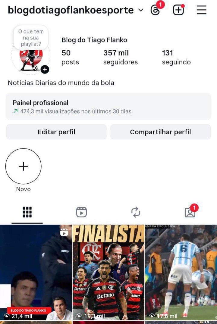 Insta de Futebol Engajado a Venda