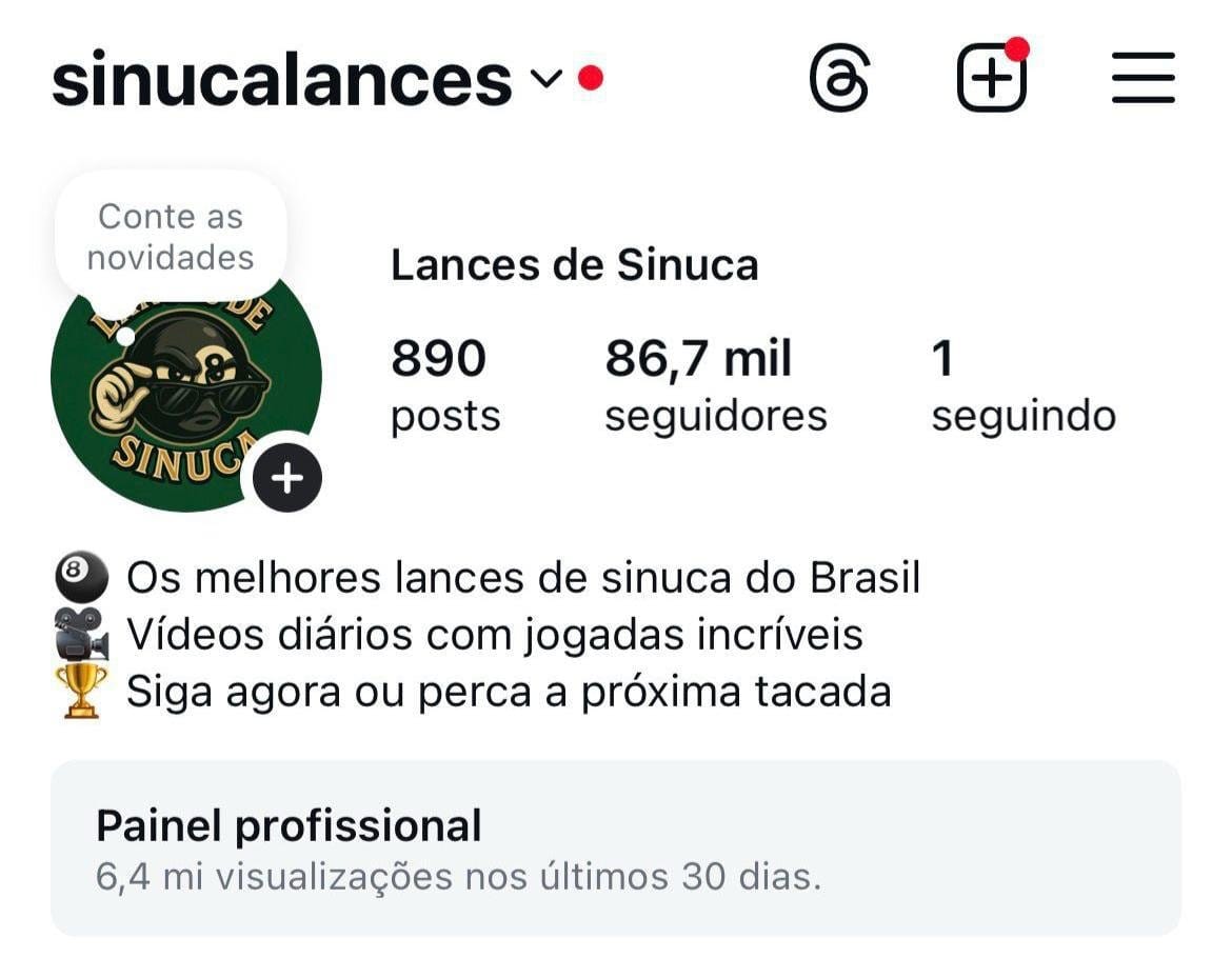 Instagram de Sinuca a Venda
