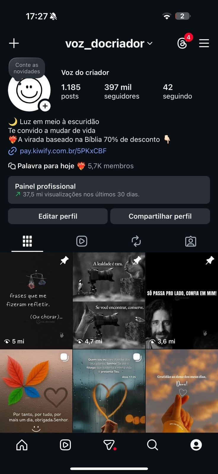 Perfil de Frases no Instagram a Venda