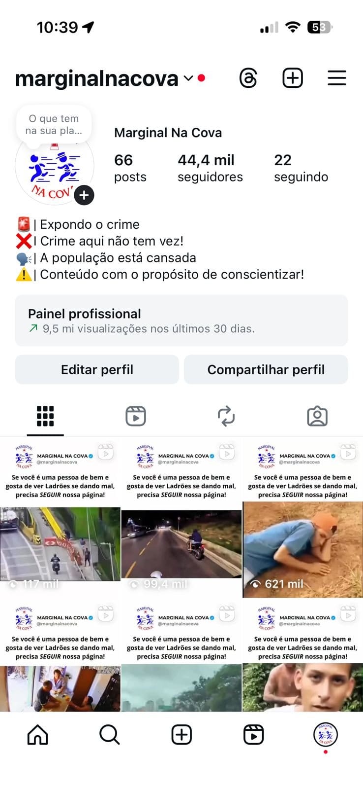 Instagram de Ladrões sendo Pegos