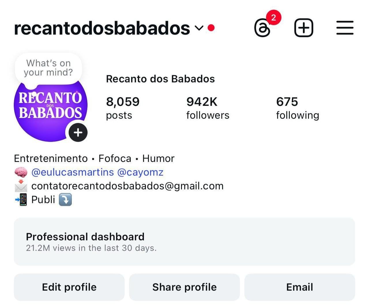 Instagram de Fofocas Com quase 1M 2 Instagram de Fofocas Com quase 1M