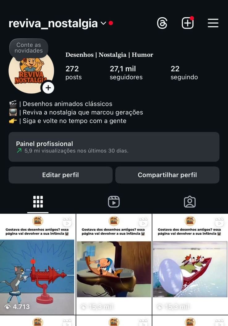 Instagram de Desenhos Animados