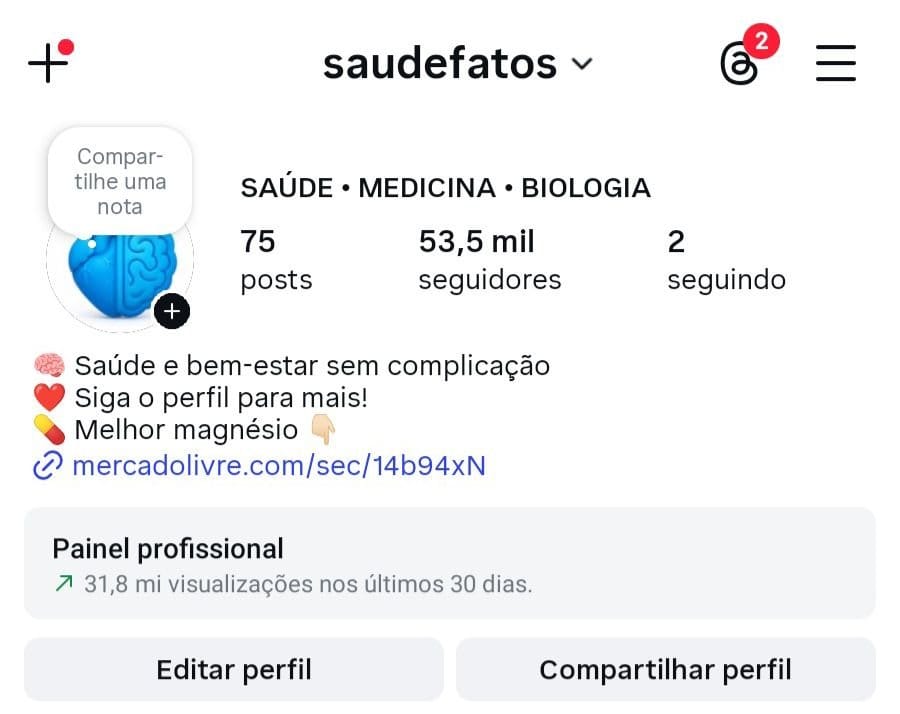 Conta no Nicho de Medicina/Saúde