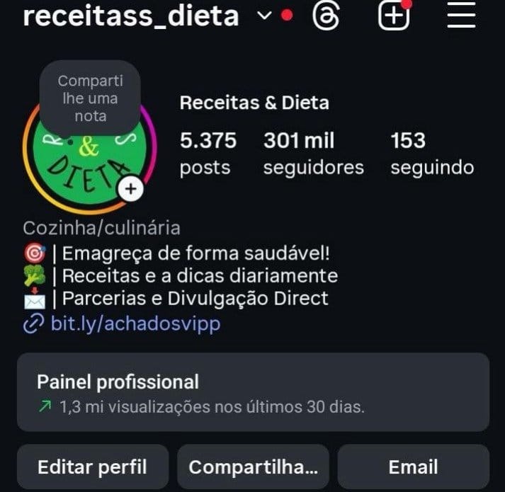 Instagram de Receitas Fitness