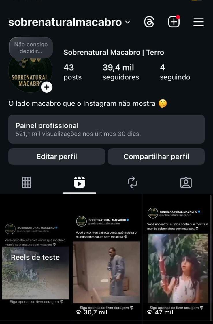 Instagram de Assombrações e Relatos