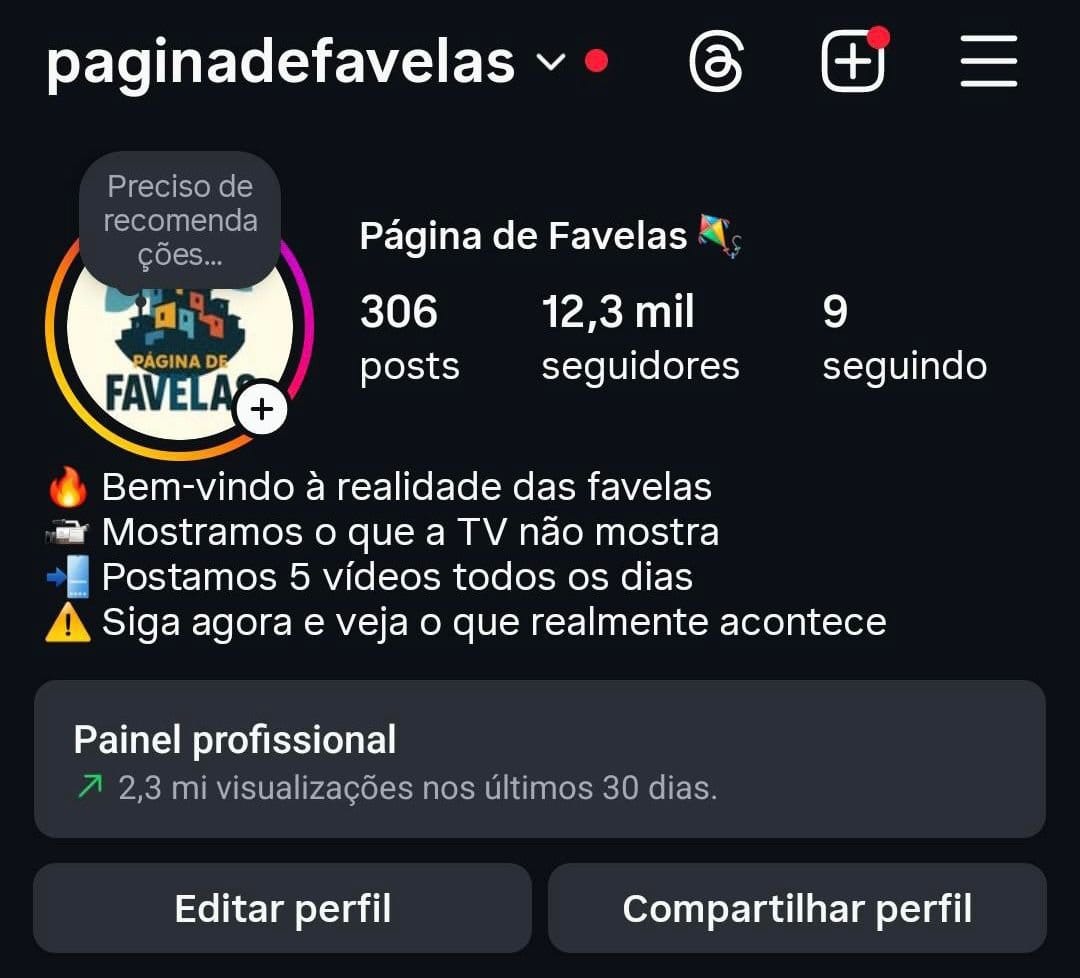 Instagram de Favela/Periferia Disponível 1 Instagram de Favela/Periferia Disponível