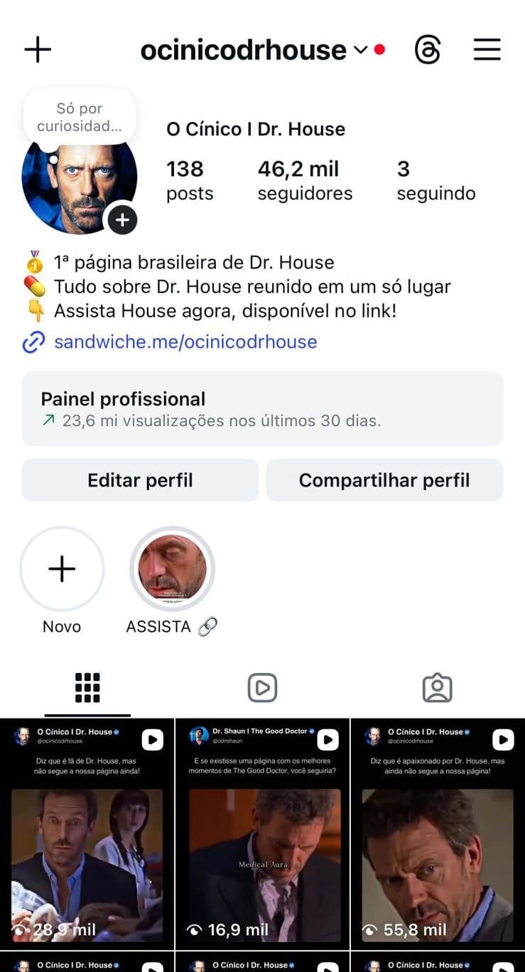 Instagram de Cortes do Doutor House