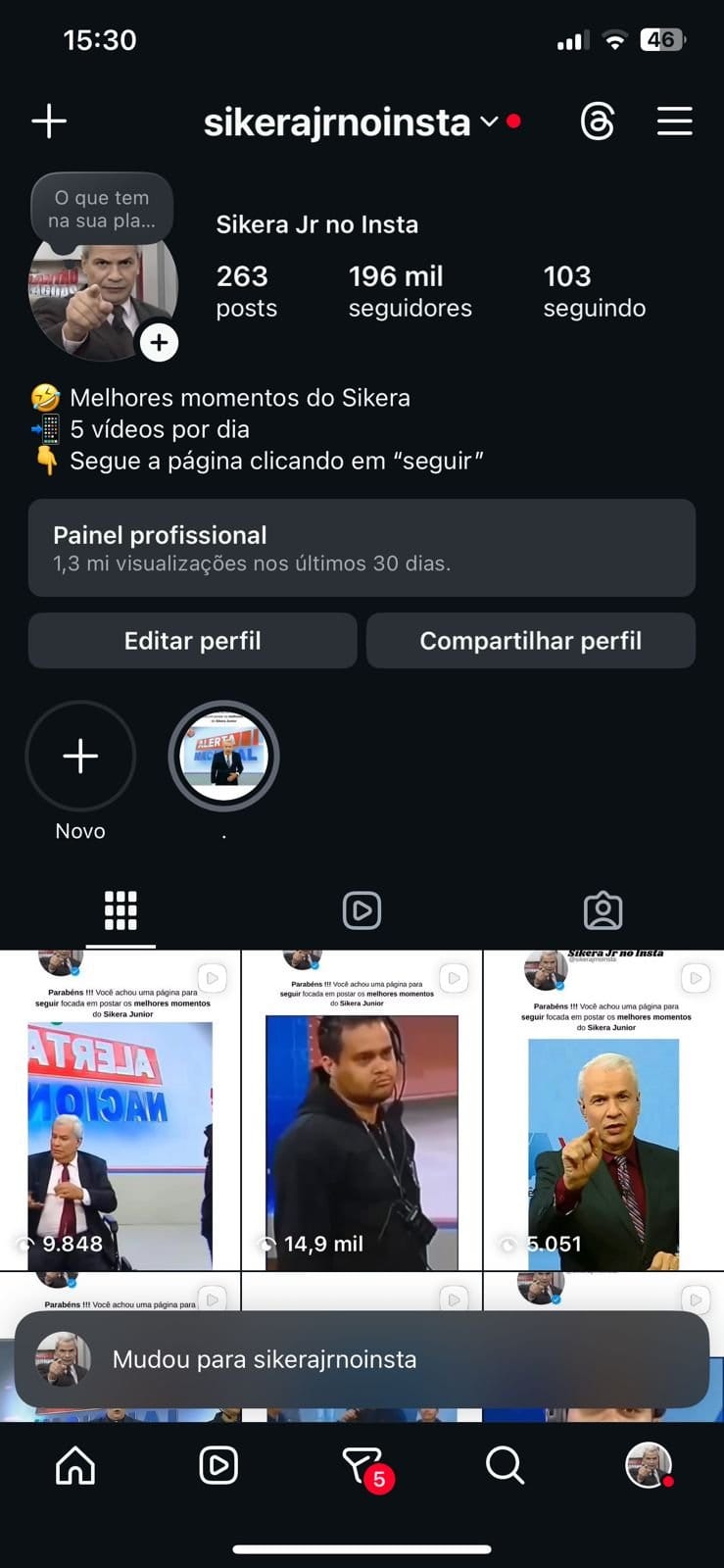 Instagram de Notícias/Humor a Venda 1 Instagram de Notícias/Humor a Venda