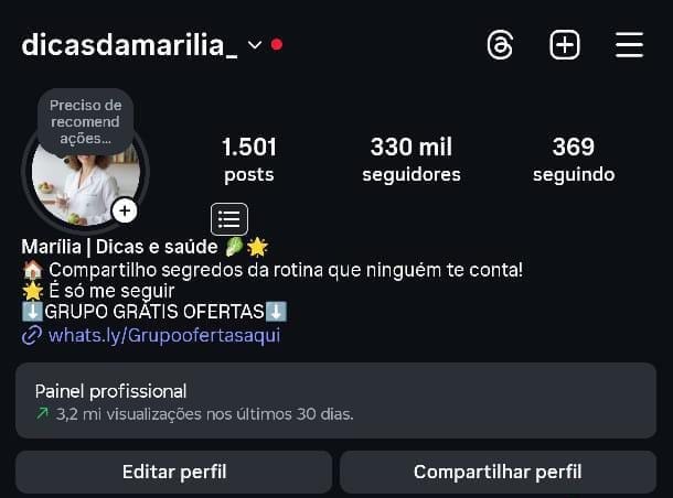 Instagram de Emagrecimento de 330k
