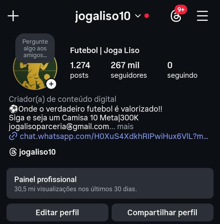 Instagram de Futebol a Venda 1 Instagram de Futebol a Venda