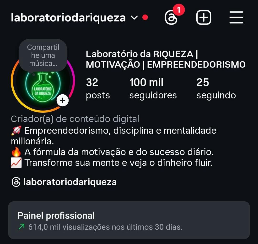 Conta do Instagram de Motivação Financeiro