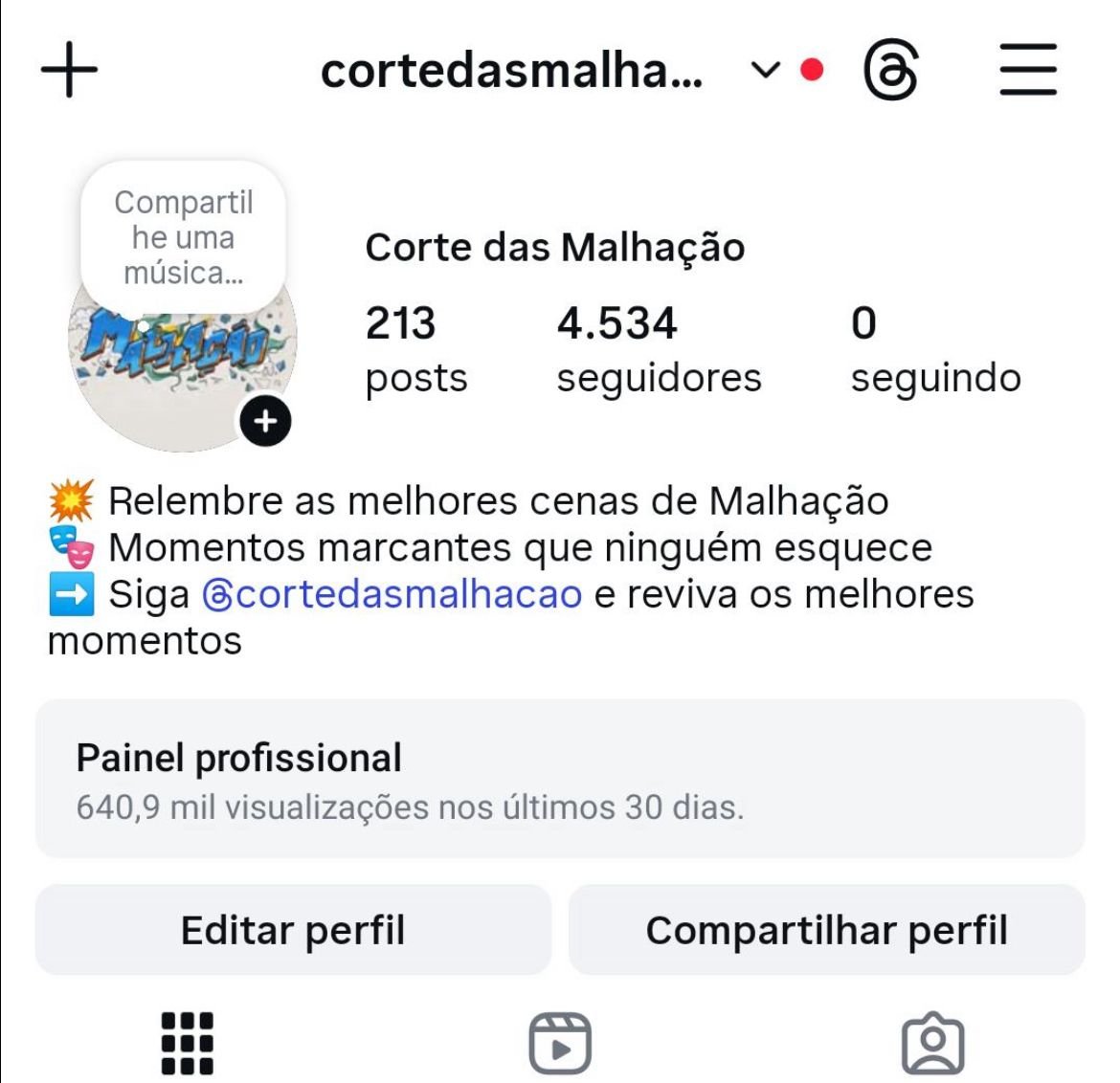 Conta do Instagram de Cortes de Novelas