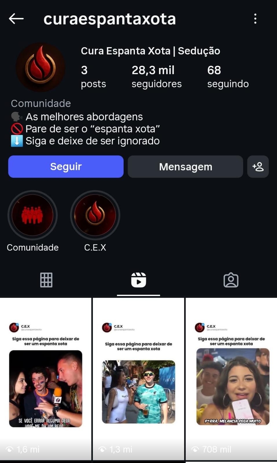 Conta do Insta de Nicho de Sedução