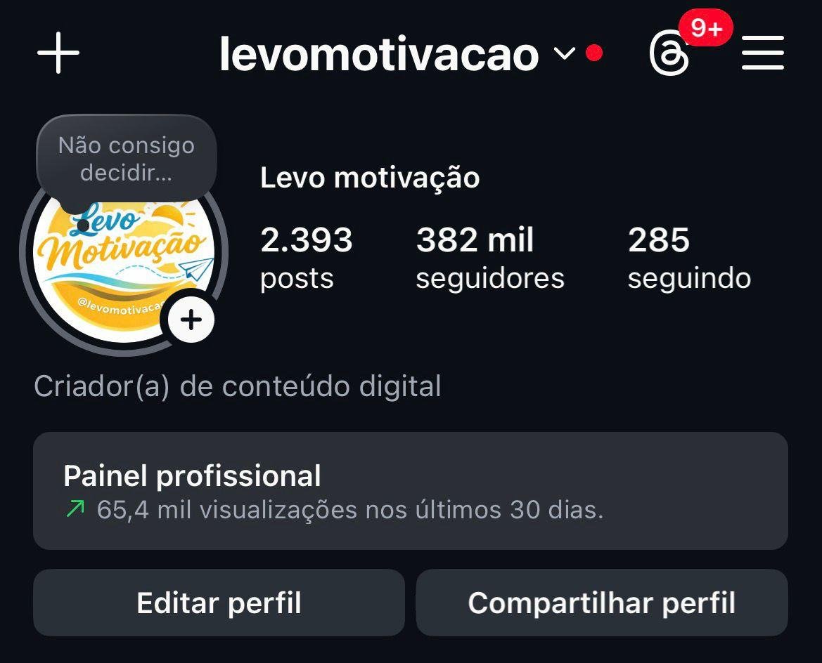 Perfil no Instagram de Motivação com 380k
