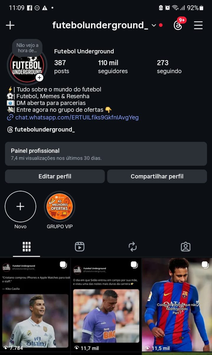 Instagram de Futebol a Venda