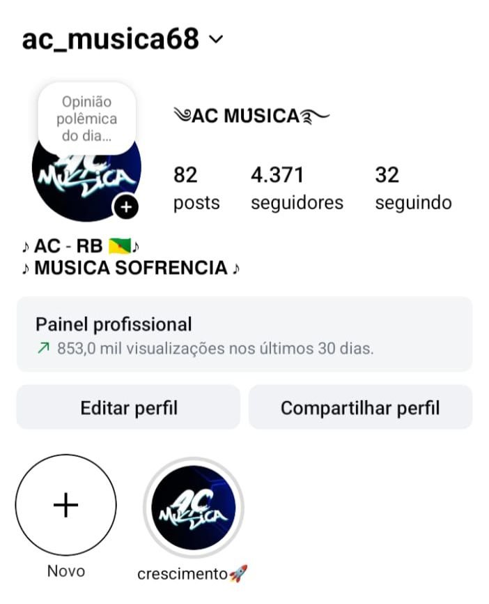 Conta do Instagram de Música