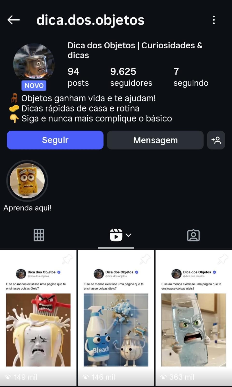 Instagram de Objetos Falantes