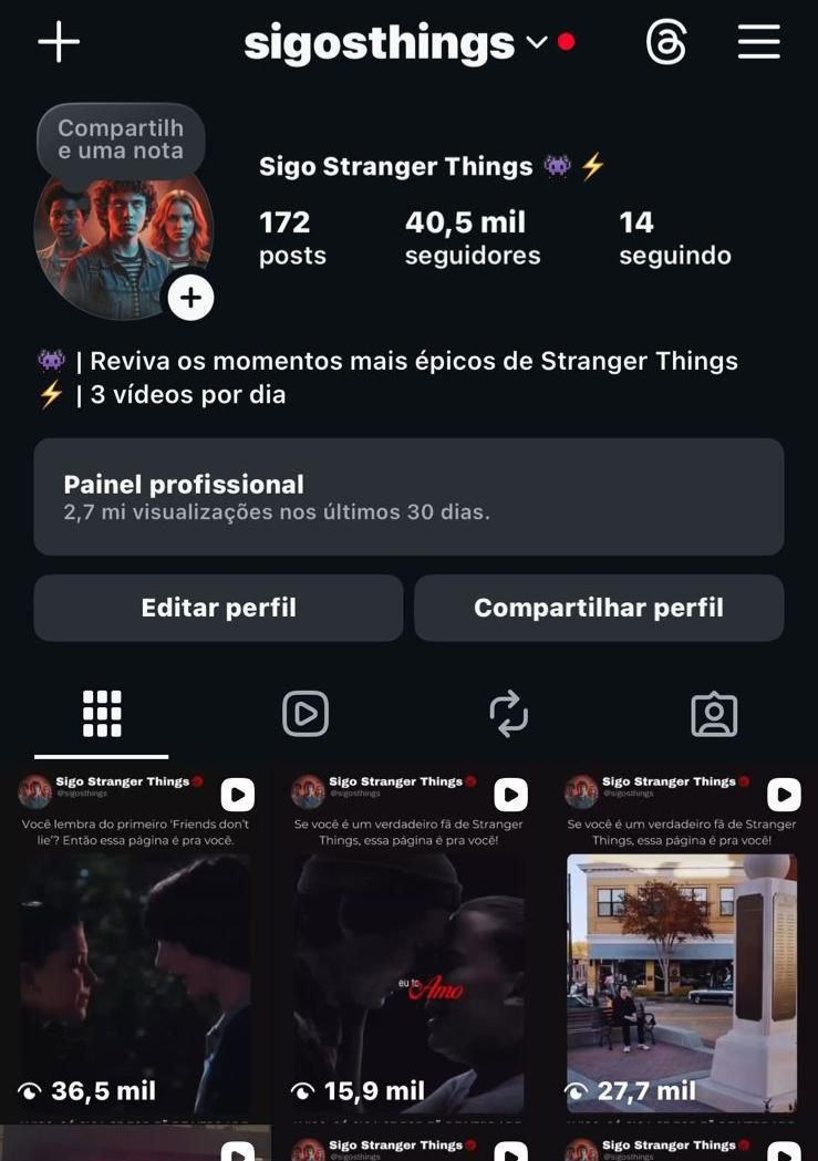 Instagram de FC de Stranger Things 2 Instagram de FC de Stranger Things