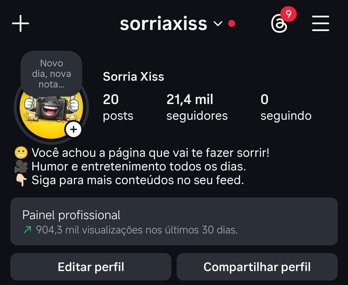 Perfil de memes a Venda